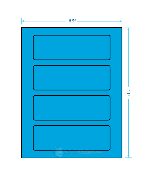 6.5" x 2.0875" - 4 up - Fluorescent Blue (Laser)