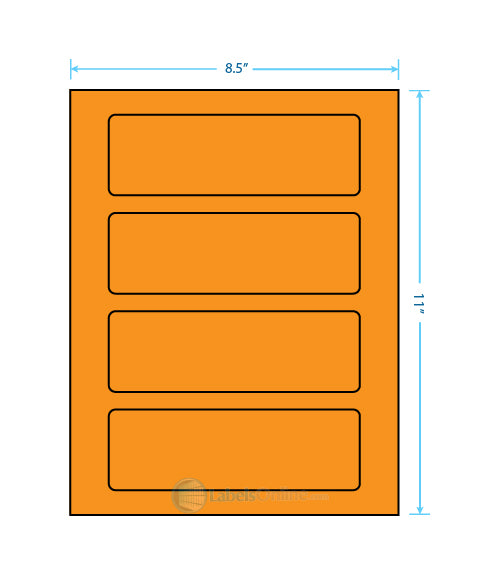 6.5" x 2.0875" - 4 up - Fluorescent Orange (Laser)