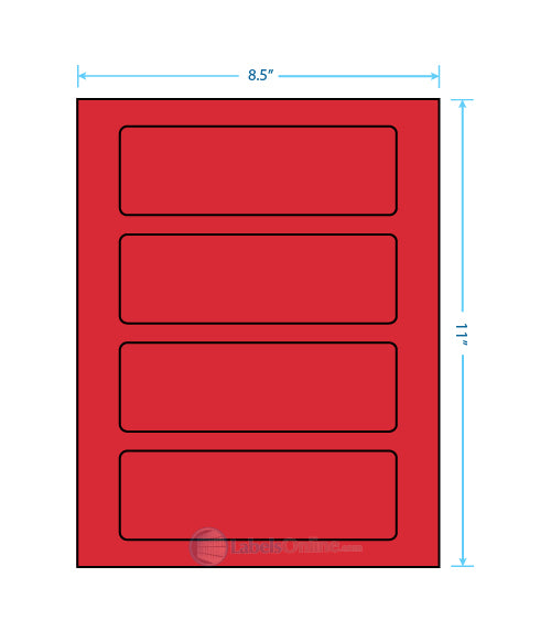 6.5" x 2.0875" - 4 up - Fluorescent Red (Laser)