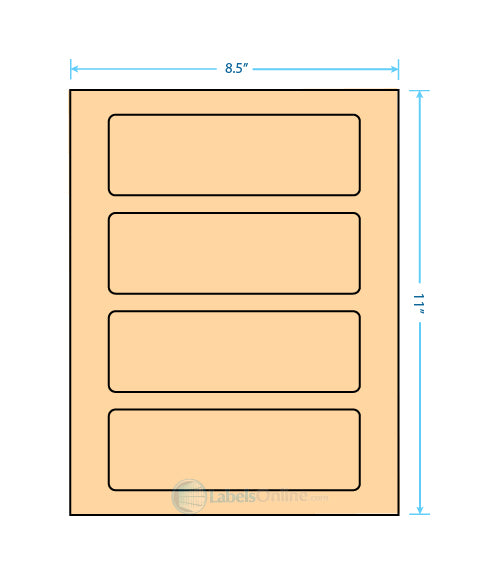 6.5" x 2.0875" - 4 up - Pastel Orange (Laser)