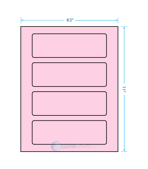 6.5" x 2.0875" - 4 up - Pastel Pink (Laser)