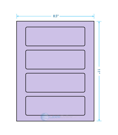 6.5" x 2.0875" - 4 up - Pastel Purple (Laser)