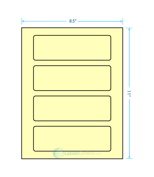 6.5" x 2.0875" - 4 up - Pastel Yellow (Laser)