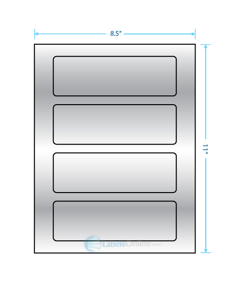 6.5" x 2.0875" - 4 up - Silver Foil (Laser)