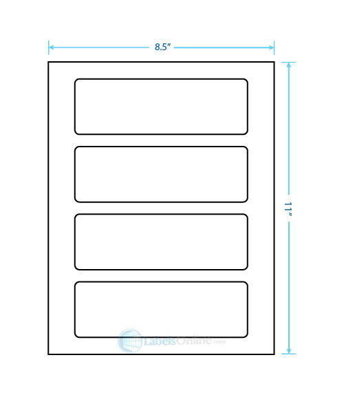 6.5" x 2.0875" - 4 up - White Polyester (Laser)