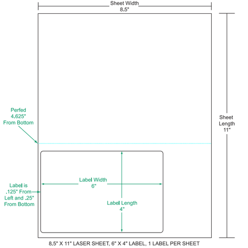 6" x 4" Integrated Labels; 1 up (1,500 sheets/case)