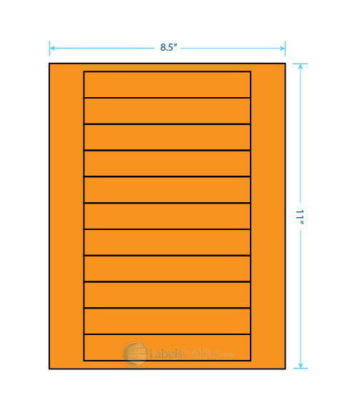 6" x .946" - 11 up - Fluorescent Orange