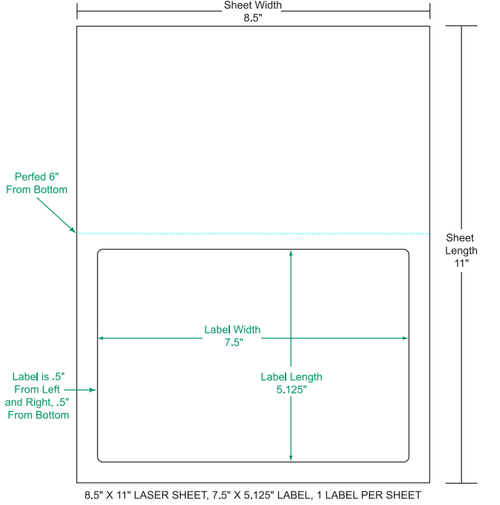 7.5" x 5.125" Integrated Labels; 1 up (1,500 sheets/case)