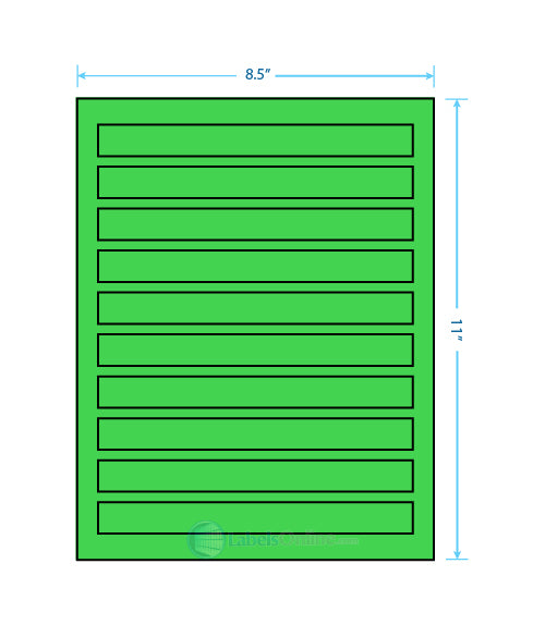 7.5" x .75" - 10 up - Fluorescent Green (Laser)