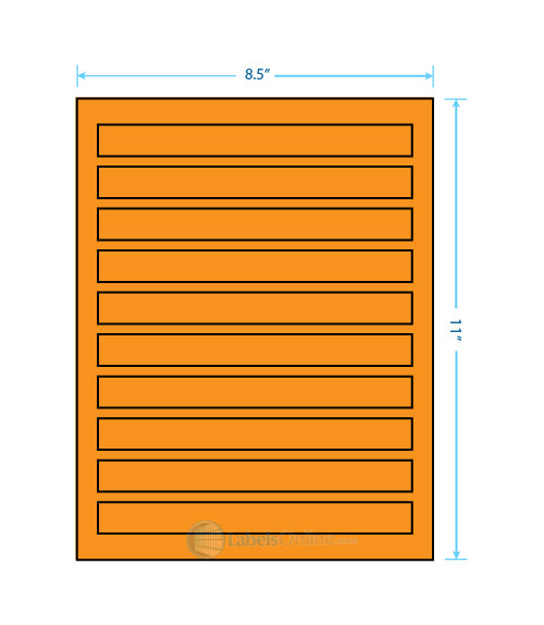 7.5" x .75" - 10 up - Fluorescent Orange (Laser)