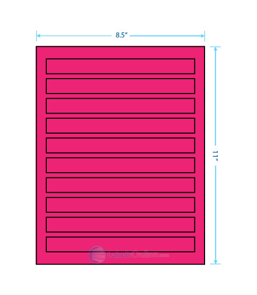 7.5" x .75" - 10 up - Fluorescent Pink (Laser)