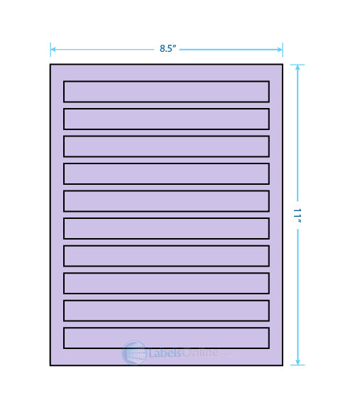 7.5" x .75" - 10 up - Pastel Purple (Laser)