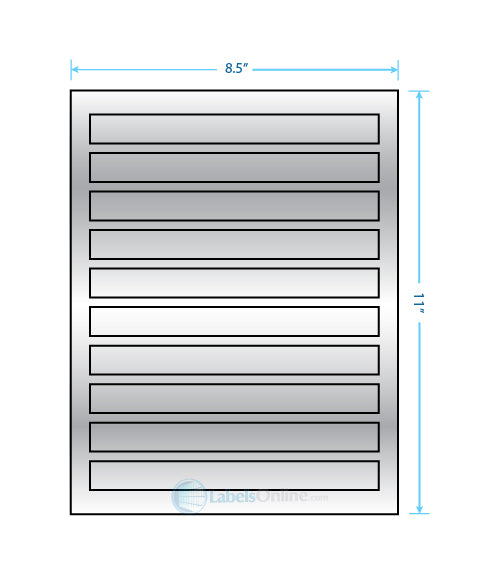 7.5" x .75" - 10 up - Silver Foil (Laser)