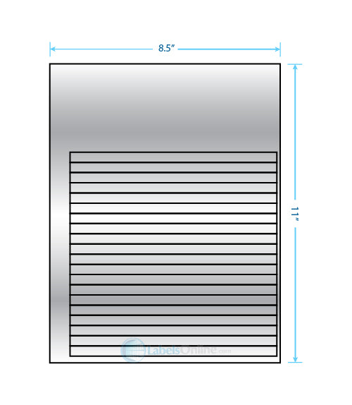 7.625" x .375" - 20 up - Silver Foil (Laser)