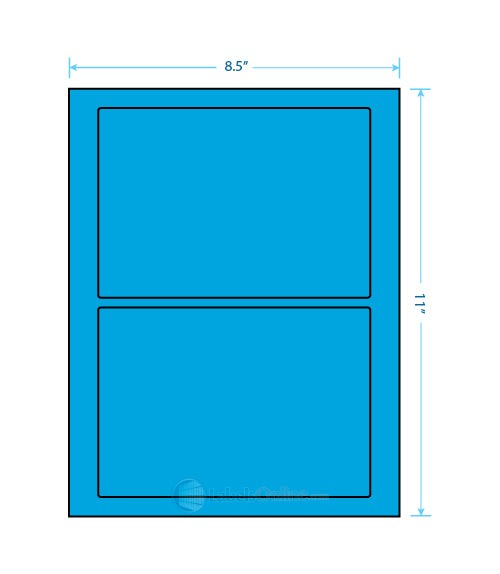 7" x 4.875" - 2 up - Fluorescent Blue