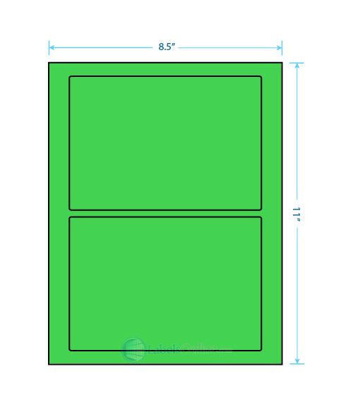 7" x 4.875" - 2 up - Fluorescent Green