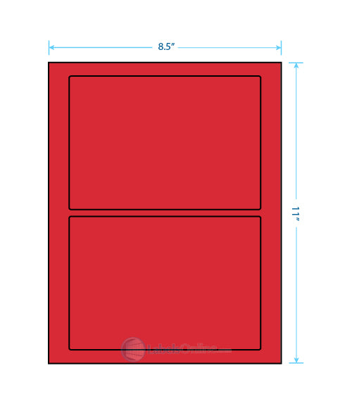 7" x 4.875" - 2 up - Fluorescent Red
