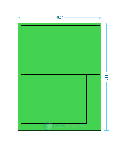 8.0625" x 5" / 6.25" x 4.25" - 2 up - Fluorescent Green (Laser)
