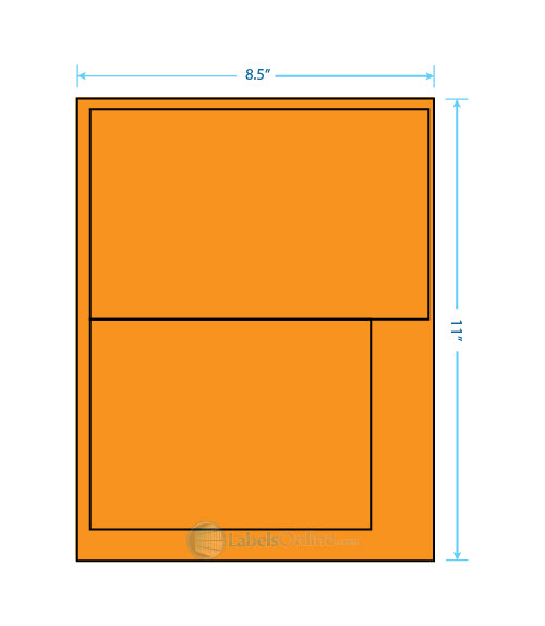 8.0625" x 5" / 6.25" x 4.25" - 2 up - Fluorescent Orange (Laser)