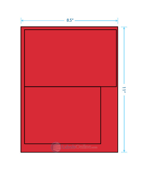 8.0625" x 5" / 6.25" x 4.25" - 2 up - Fluorescent Red (Laser)