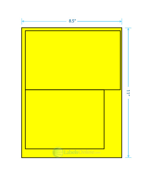 8.0625" x 5" / 6.25" x 4.25" - 2 up - Fluorescent Yellow (Laser)