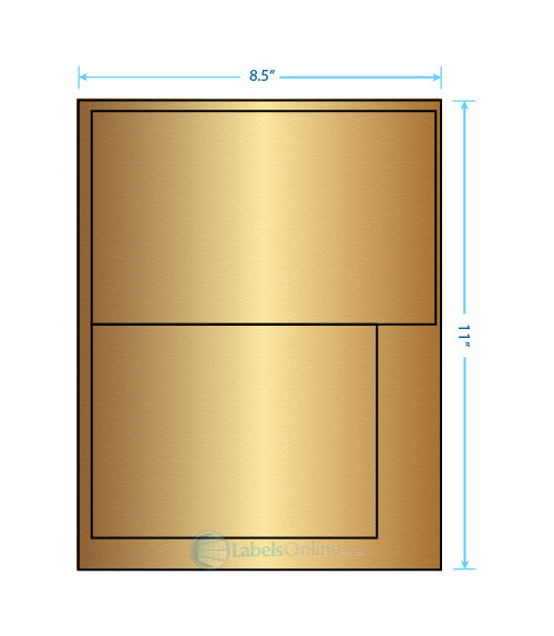 8.0625" x 5" / 6.25" x 4.25" - 2 up - Gold Foil (Laser)