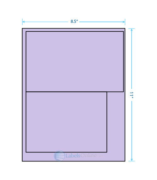 8.0625" x 5" / 6.25" x 4.25" - 2 up - Pastel Purple (Laser)