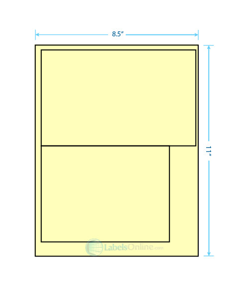 8.0625" x 5" / 6.25" x 4.25" - 2 up - Pastel Yellow (Laser)