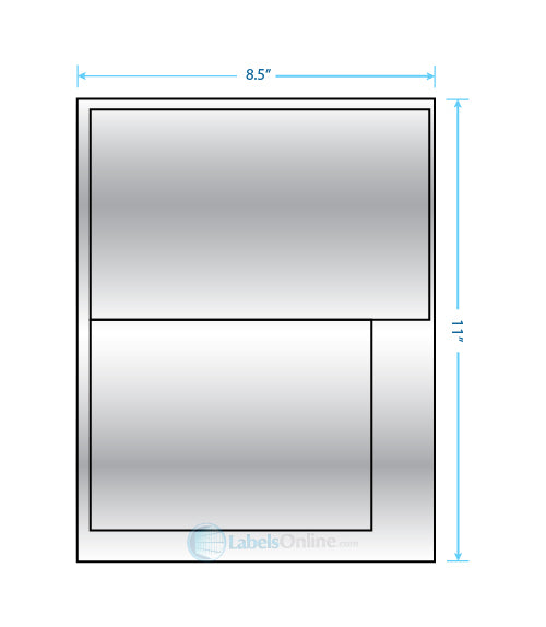 8.0625" x 5" / 6.25" x 4.25" - 2 up - Silver Foil (Laser)