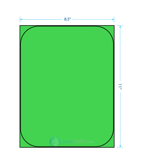 8.375" x 10.875" Barcode Labels - 1 up - Fluorescent Green