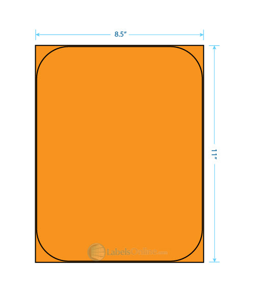 8.375" x 10.875" Barcode Labels - 1 up - Fluorescent Orange