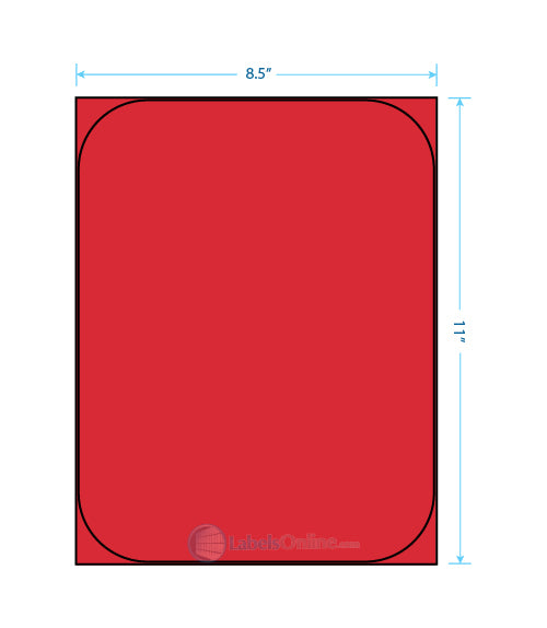 8.375" x 10.875" Barcode Labels - 1 up - Fluorescent Red