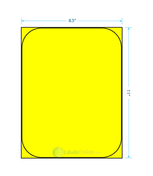 8.375" x 10.875" Barcode Labels - 1 up - Fluorescent Yellow