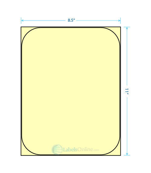 8.375" x 10.875" Barcode Labels - 1 up - Pastel Yellow