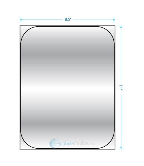 8.375" x 10.875" Barcode Labels - 1 up - Silver Foil