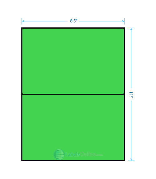 8.4375" x 5.4531" Barcode Labels - 2 up - Fluorescent Green