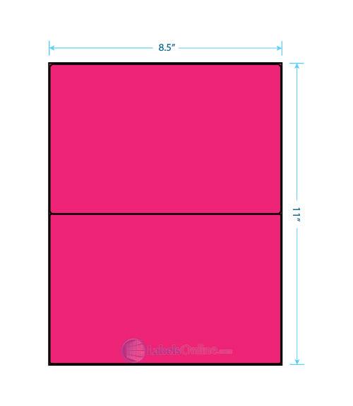 8.4375" x 5.4531" Barcode Labels - 2 up - Fluorescent Pink