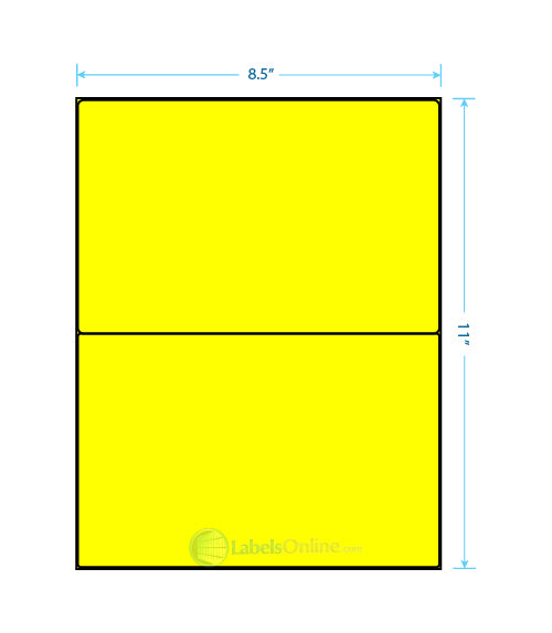 8.4375" x 5.4531" Barcode Labels - 2 up - Fluorescent Yellow