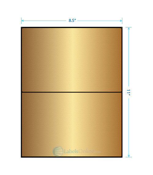 8.4375" x 5.4531" Barcode Labels - 2 up - Gold Foil