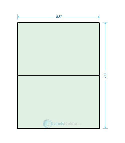 8.4375" x 5.4531" Barcode Labels - 2 up - Pastel Green