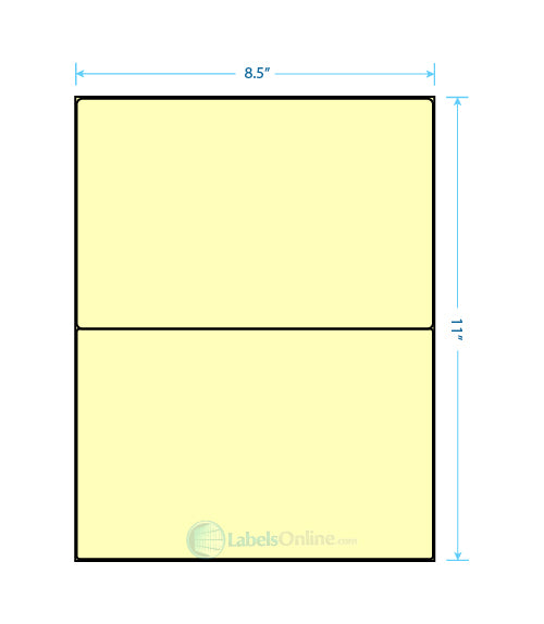 8.4375" x 5.4531" Barcode Labels - 2 up - Pastel Yellow