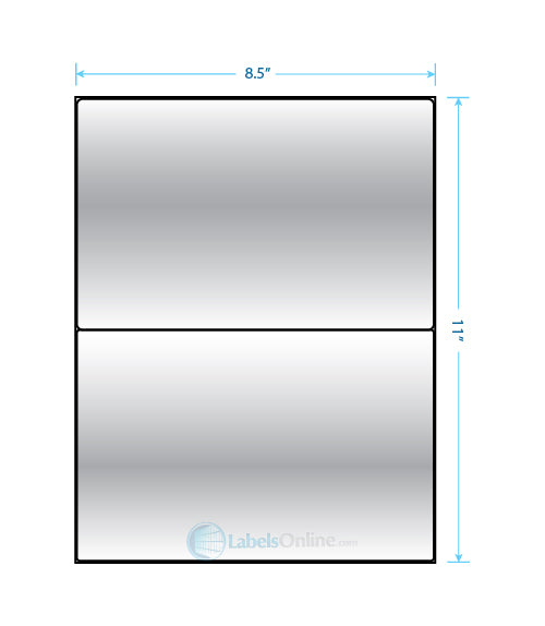 8.4375" x 5.4531" Barcode Labels - 2 up - Silver Foil