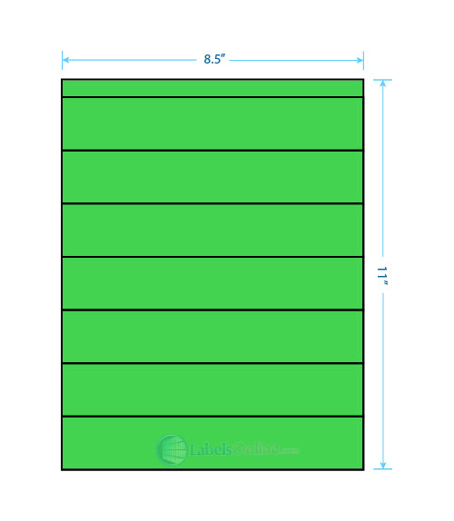 8.5" x 1.5" - 7 up - Fluorescent Green Labels - Laser Sheet
