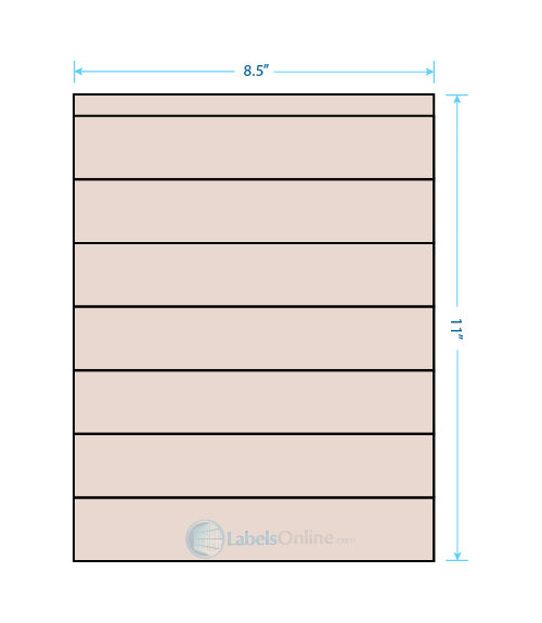 8.5" x 1.5" - 7 up - Pastel Tan Labels - Laser Sheet