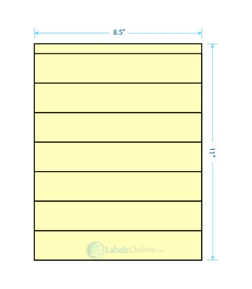 8.5" x 1.5" - 7 up - Pastel Yellow Labels - Laser Sheet