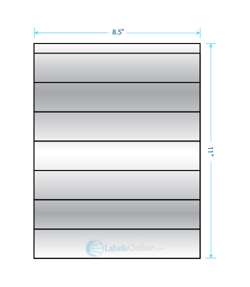 8.5" x 1.5" - 7 up - Silver Foil Labels - Laser Sheet