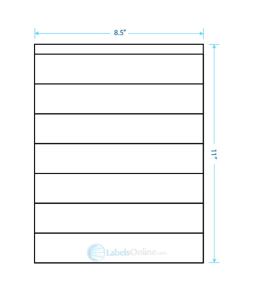 8.5" x 1.5" - 7 up - White Vinyl Drum Labels - Laser Sheet