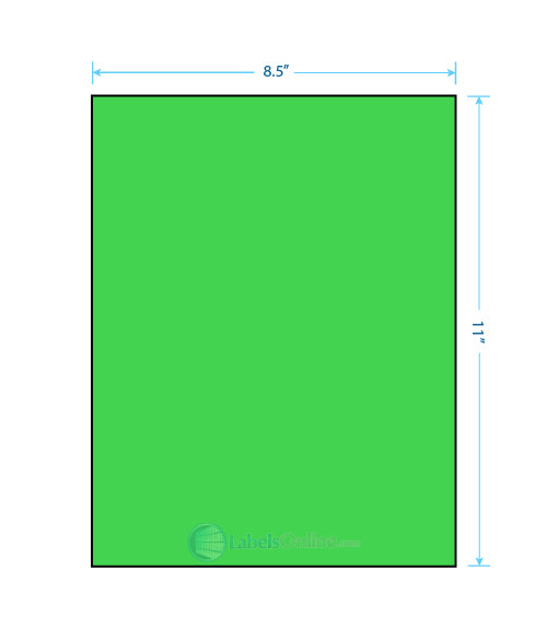 8.5" x 11" - 1 up 3 Vertical Back Slits - Fluorescent Green Labels