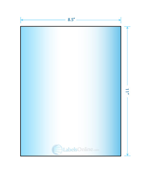 8.5" x 11" Barcode Labels - 1 up; 1 Vertical Back Slit - Centered - Mid Gloss