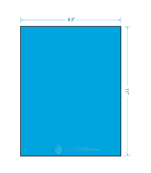 8.5" x 11" Barcode Labels - 1 up; No Back Slit - Fluorescent Blue